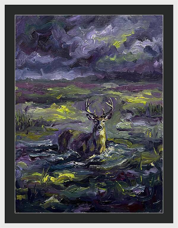 Marsh Deer In Expressionist Style