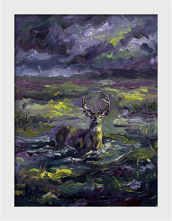 Marsh Deer In Expressionist Style