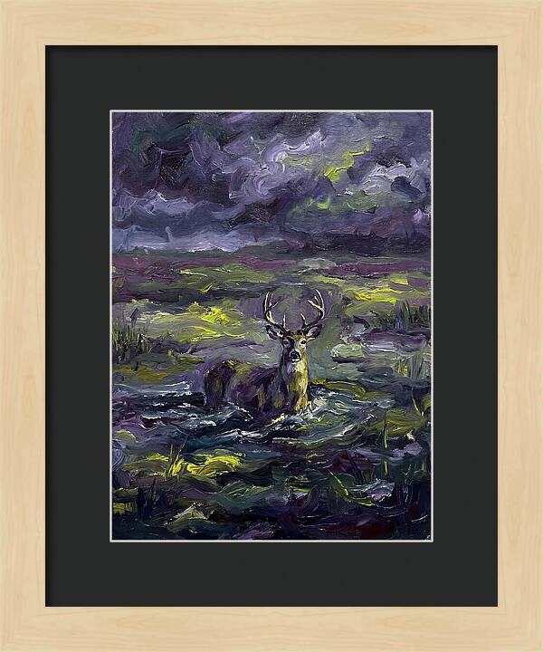 Marsh Deer In Expressionist Style