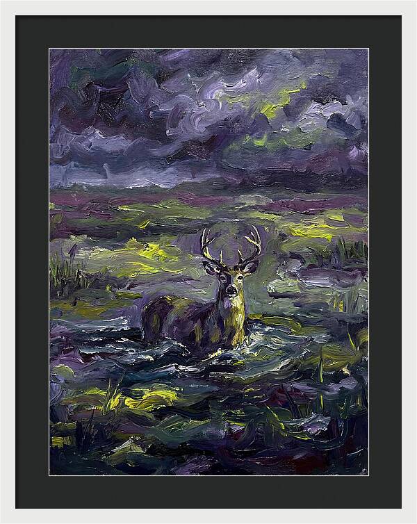 Marsh Deer In Expressionist Style