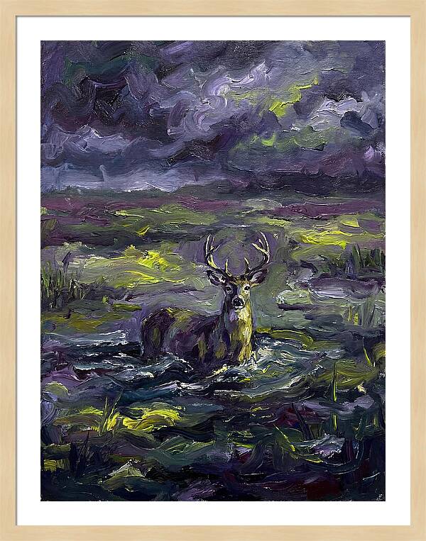 Marsh Deer In Expressionist Style