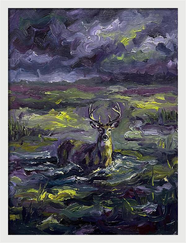 Marsh Deer In Expressionist Style