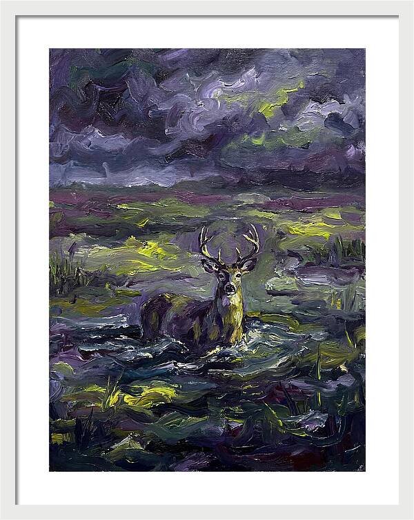 Marsh Deer In Expressionist Style
