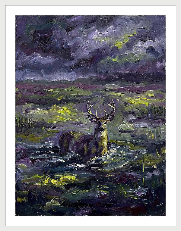 Marsh Deer In Expressionist Style