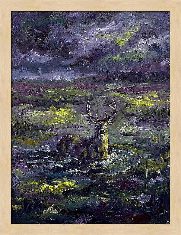 Marsh Deer In Expressionist Style
