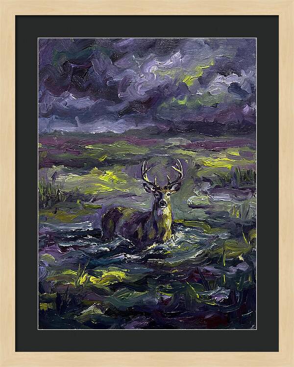 Marsh Deer In Expressionist Style