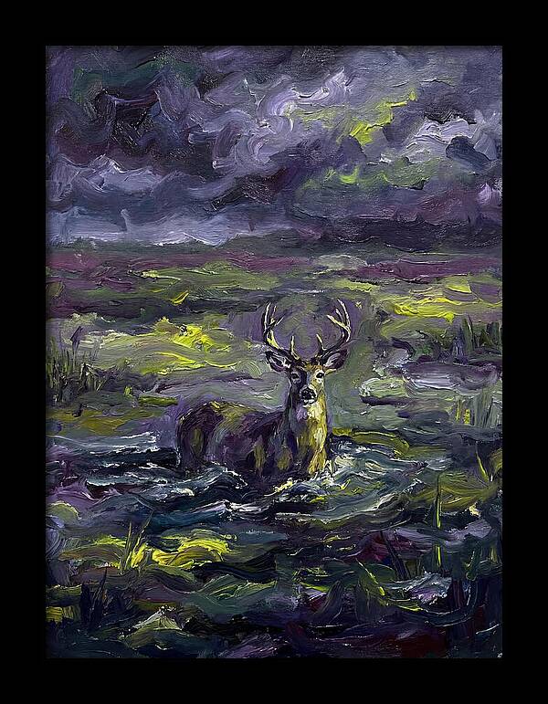 Marsh Deer In Expressionist Style