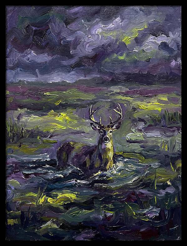 Marsh Deer In Expressionist Style