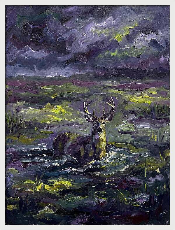 Marsh Deer In Expressionist Style
