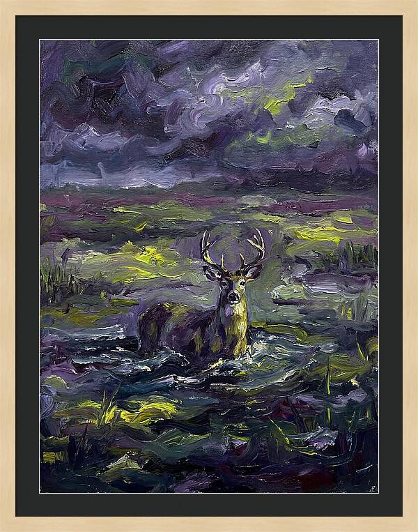 Marsh Deer In Expressionist Style