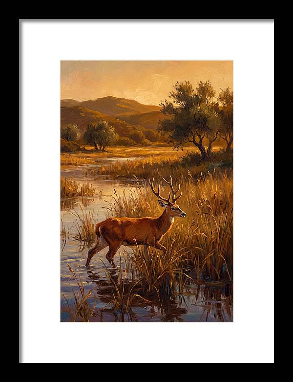 Marsh Deer In Golden Light