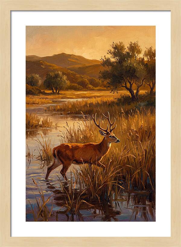 Marsh Deer In Golden Light