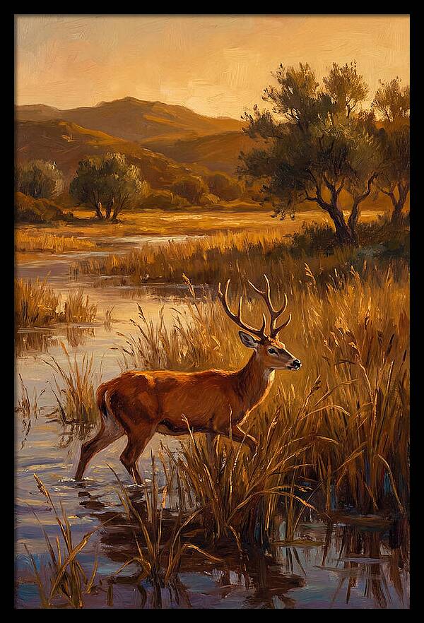 Marsh Deer In Golden Light