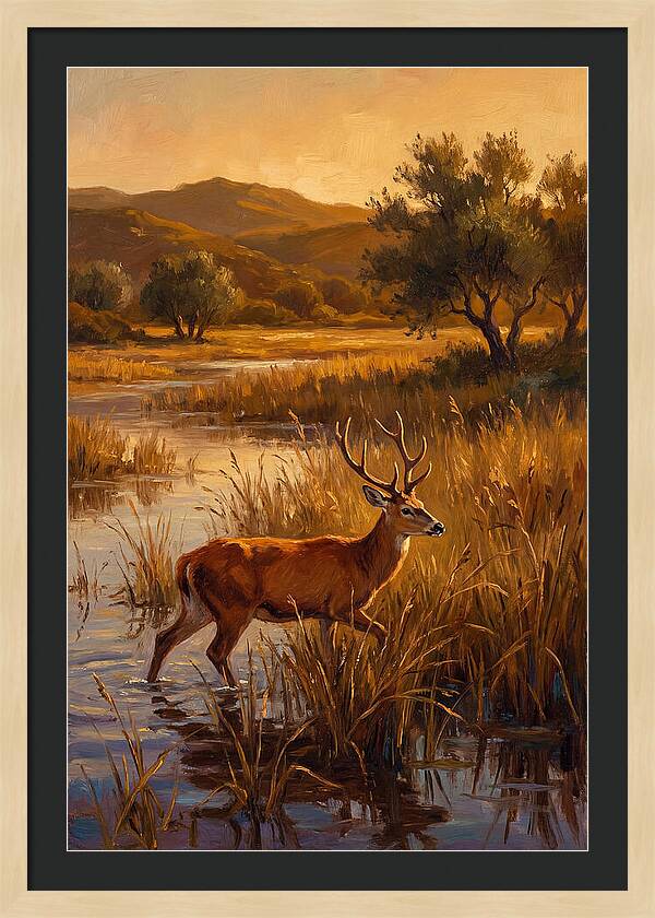 Marsh Deer In Golden Light