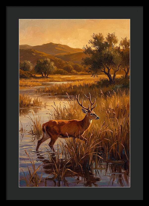 Marsh Deer In Golden Light