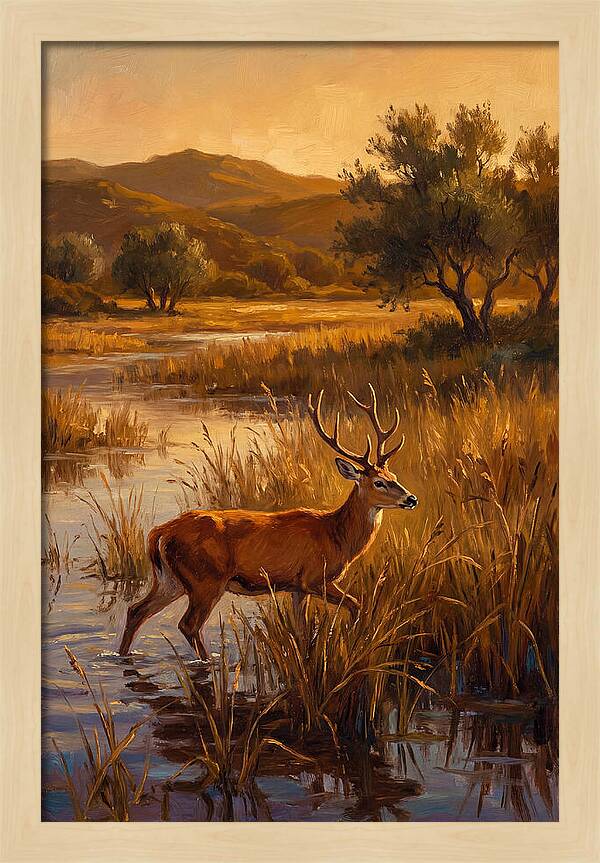 Marsh Deer In Golden Light