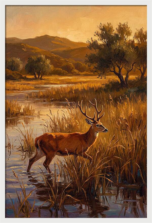 Marsh Deer In Golden Light