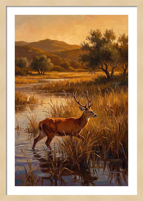 Marsh Deer In Golden Light