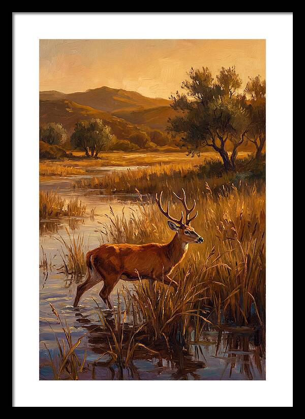 Marsh Deer In Golden Light