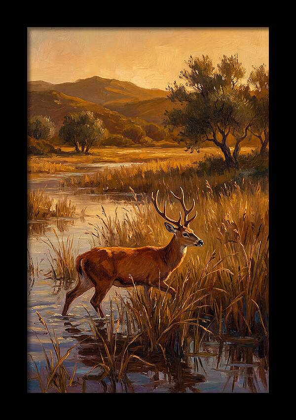 Marsh Deer In Golden Light