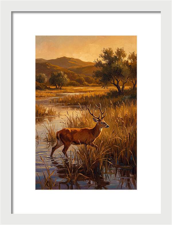 Marsh Deer In Golden Light