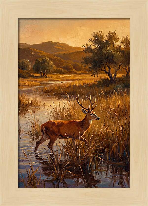 Marsh Deer In Golden Light