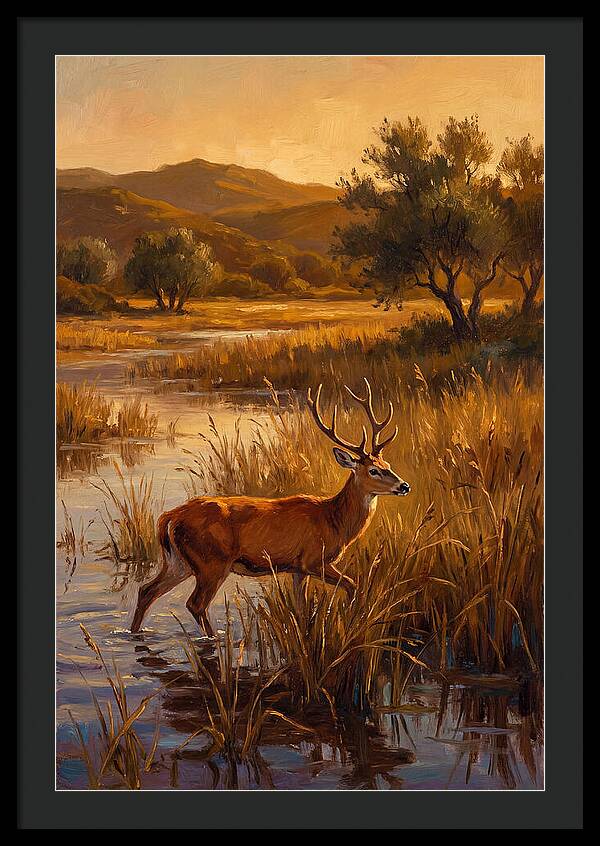 Marsh Deer In Golden Light