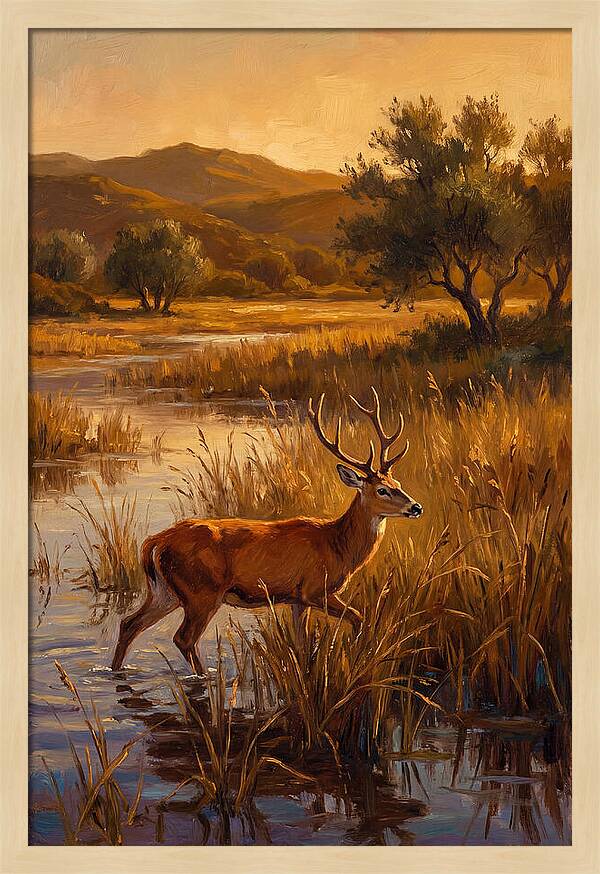 Marsh Deer In Golden Light