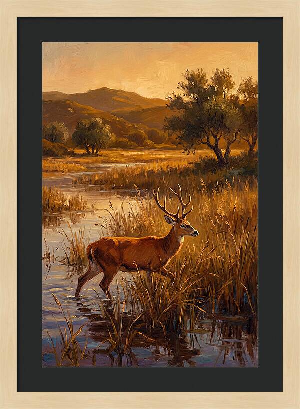 Marsh Deer In Golden Light