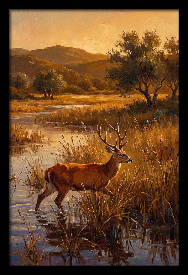 Marsh Deer In Golden Light