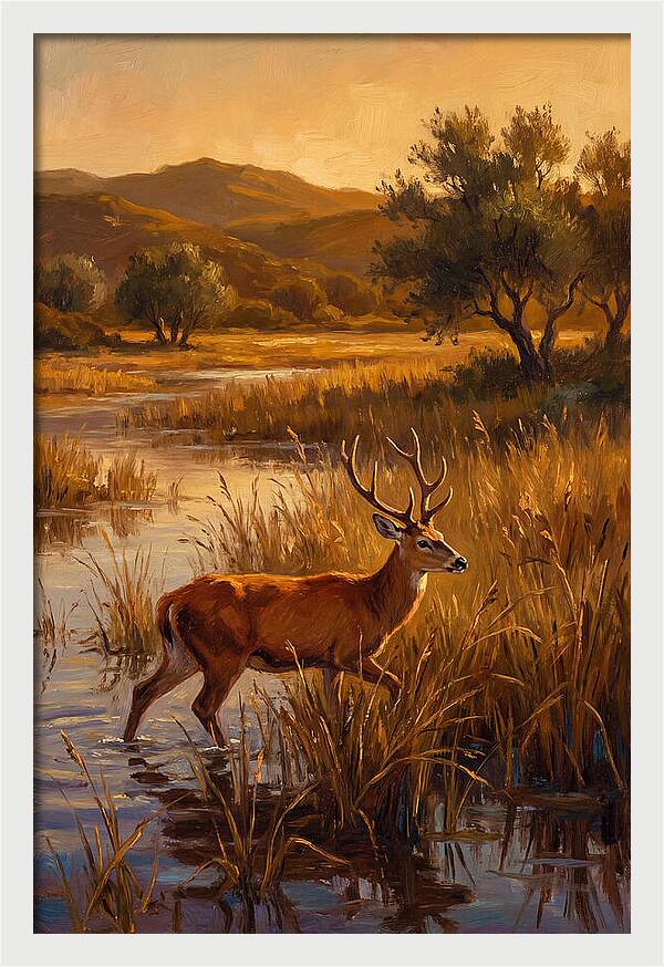 Marsh Deer In Golden Light
