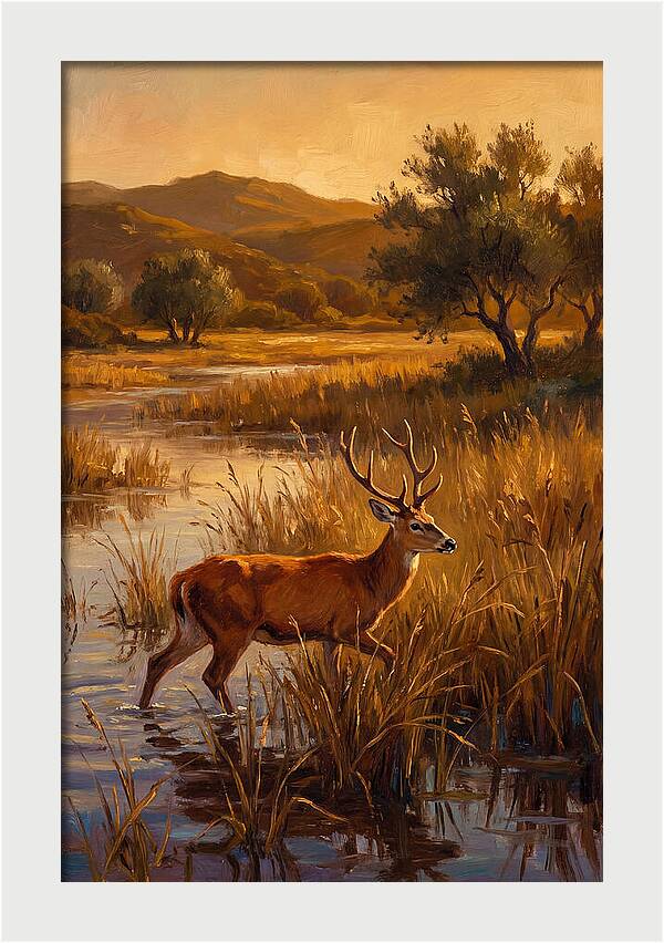 Marsh Deer In Golden Light