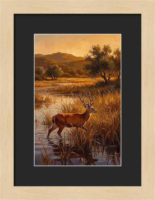 Marsh Deer In Golden Light