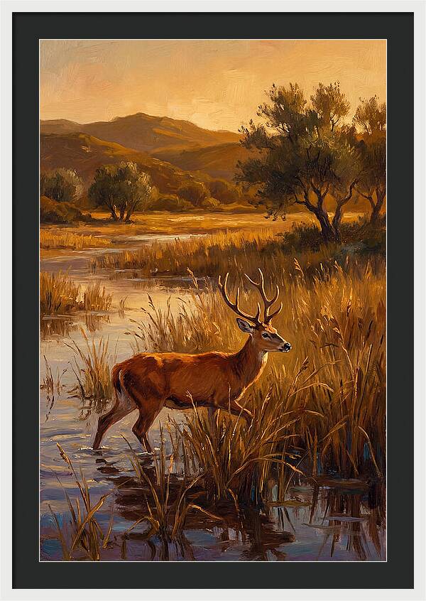 Marsh Deer In Golden Light