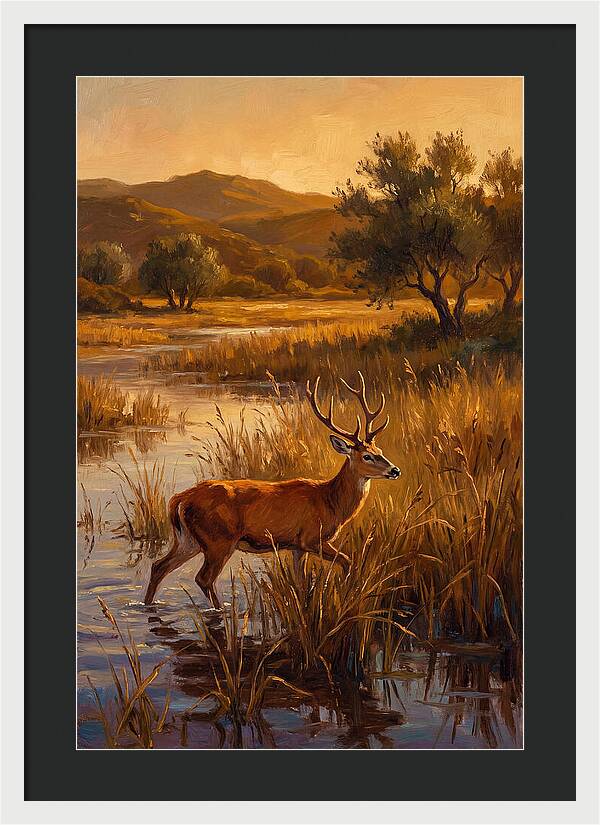 Marsh Deer In Golden Light