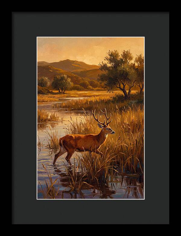 Marsh Deer In Golden Light