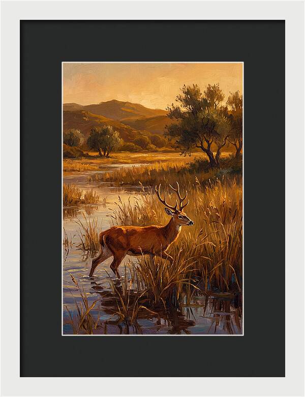 Marsh Deer In Golden Light