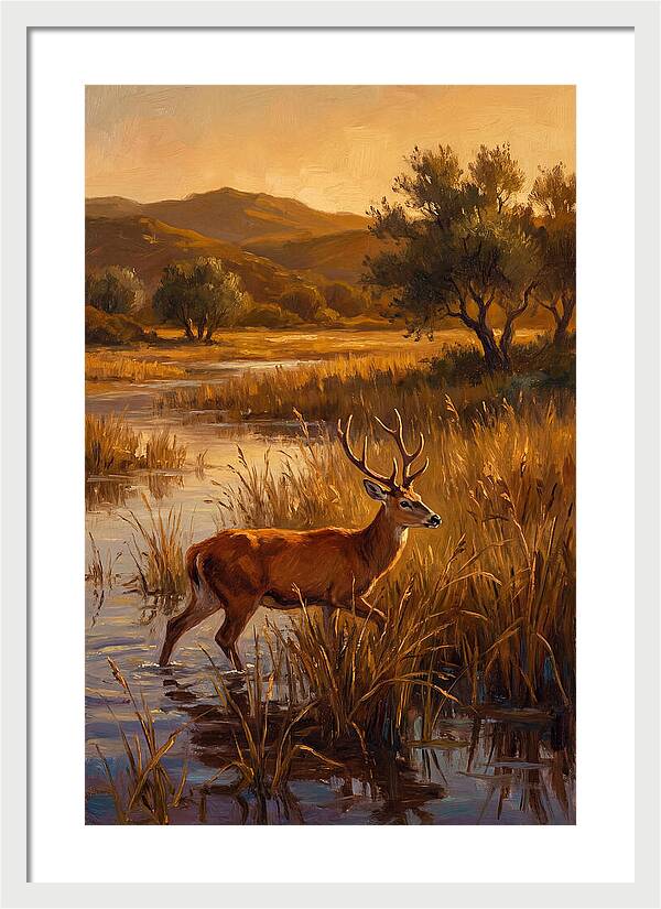 Marsh Deer In Golden Light