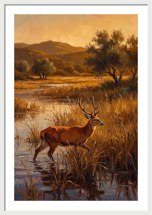 Marsh Deer In Golden Light