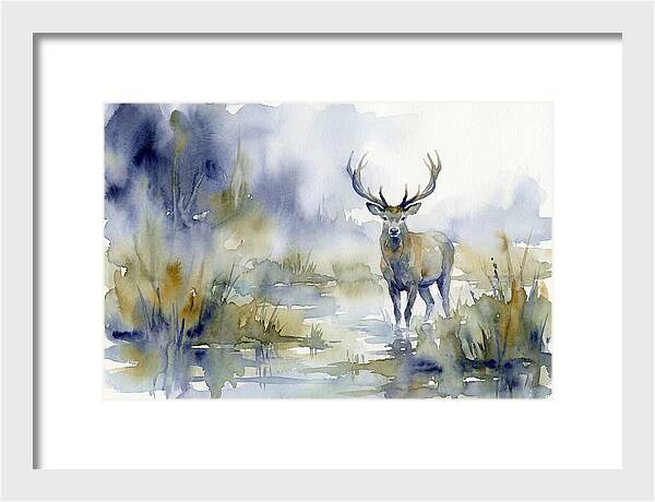 Marsh Deer In Misty Landscape