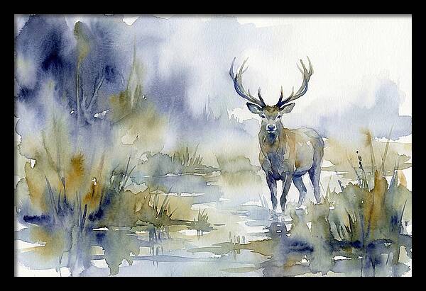 Marsh Deer In Misty Landscape