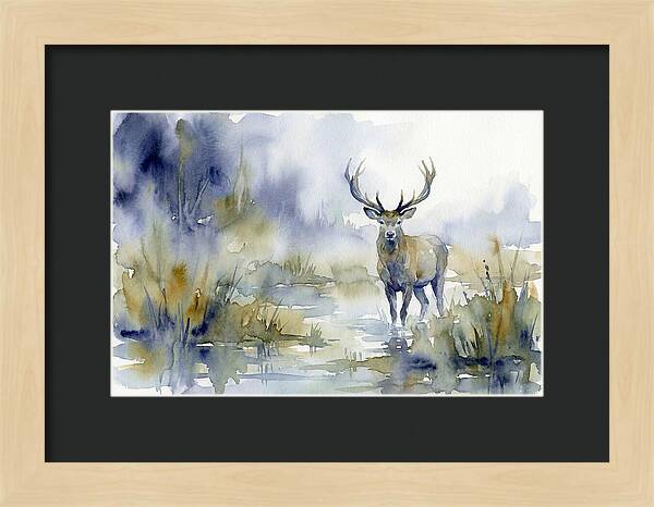 Marsh Deer In Misty Landscape
