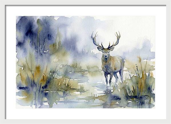 Marsh Deer In Misty Landscape
