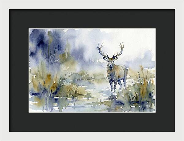 Marsh Deer In Misty Landscape
