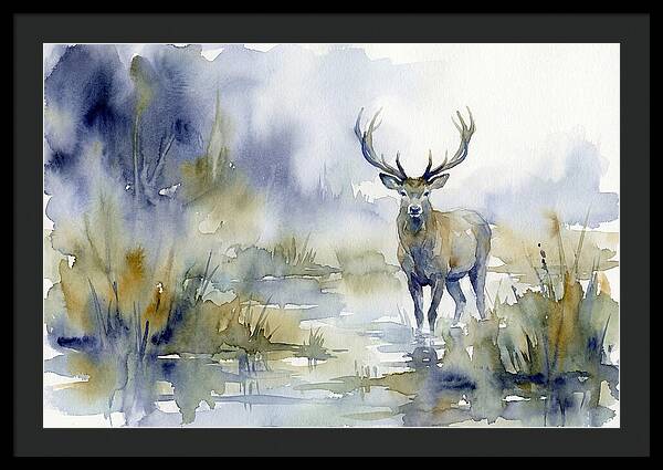 Marsh Deer In Misty Landscape