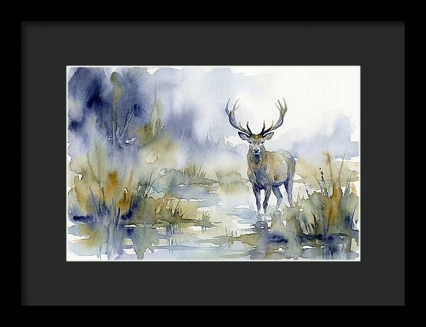 Marsh Deer In Misty Landscape