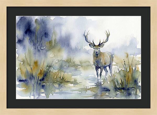 Marsh Deer In Misty Landscape