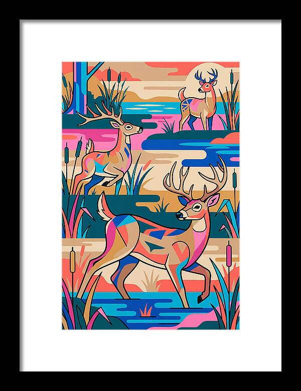 Marsh Deer In Vibrant Landscape