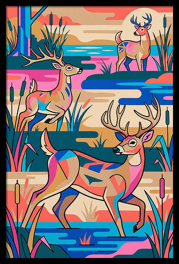 Marsh Deer In Vibrant Landscape
