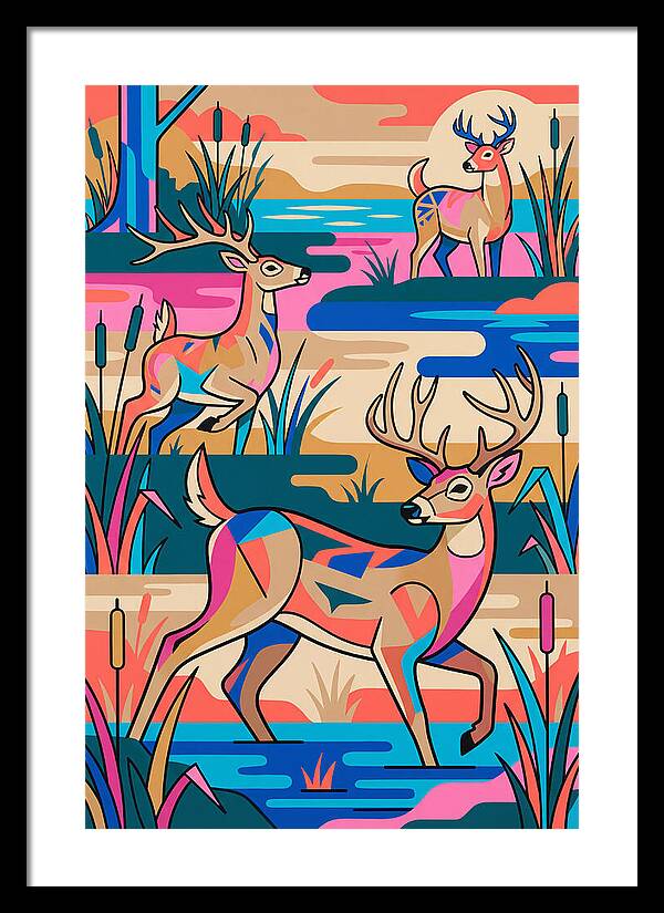 Marsh Deer In Vibrant Landscape
